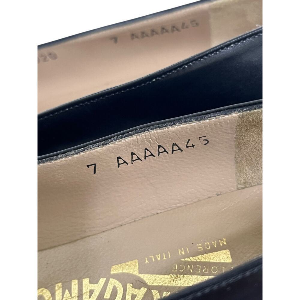 80s Vintage Salvatore Ferragamo Italian Bow Leather Pumps Size 7 Extra Narrow - Picture 11 of 12